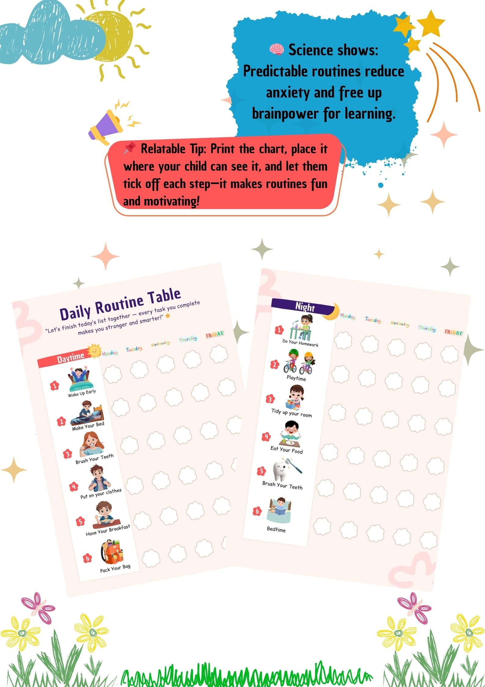 Free Daily Routine Chart for Kids 🕒✨